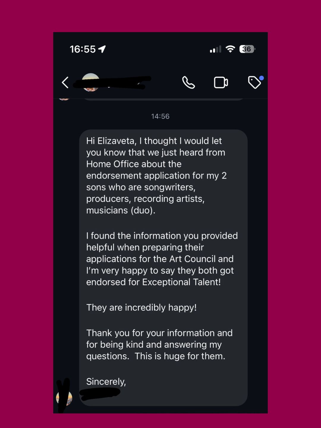 Arts Council endorsement