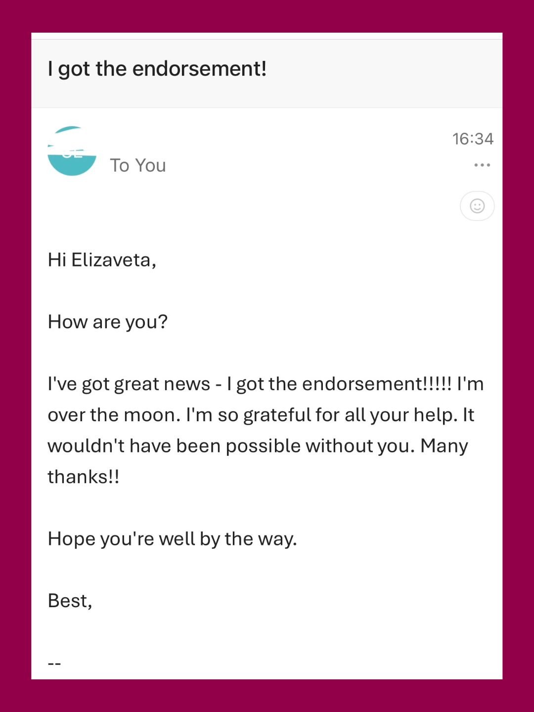 Endorsement success story 8